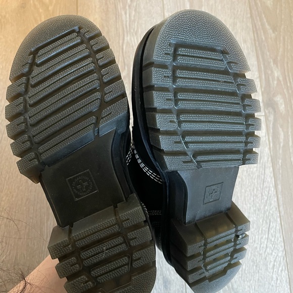 Dr. Martens Audrick White Stitch Black Leather Platform Shoes - Picture 6 of 10